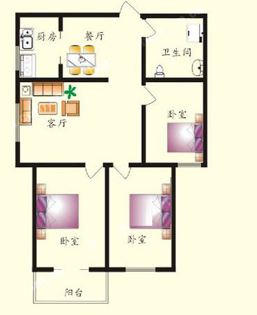 2# B户型 115㎡ 3室2厅