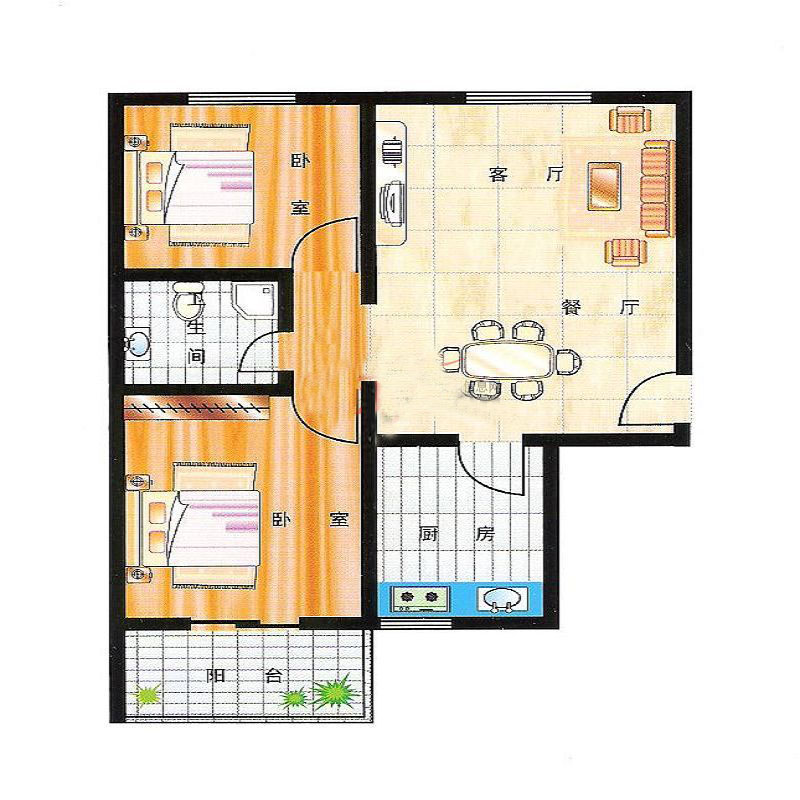 B5，2室2厅 91平