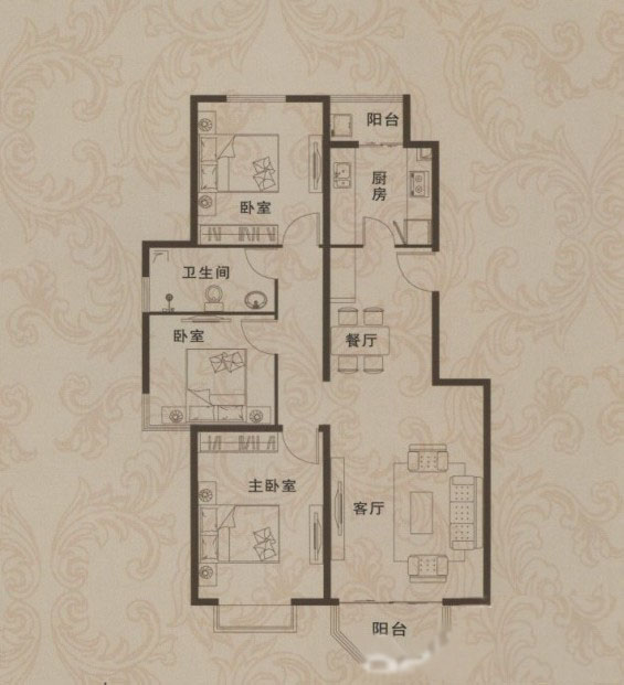 118㎡ 3室2厅