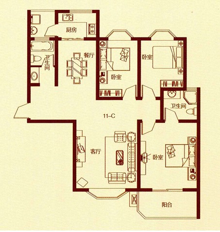 11-C户型 3室2厅 139.13㎡
