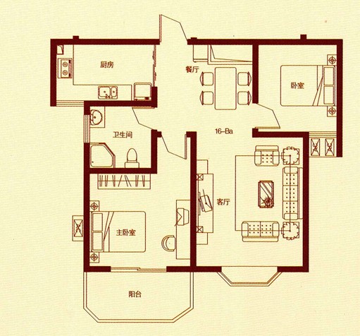 16-Ba户型 2室2厅 98.24㎡
