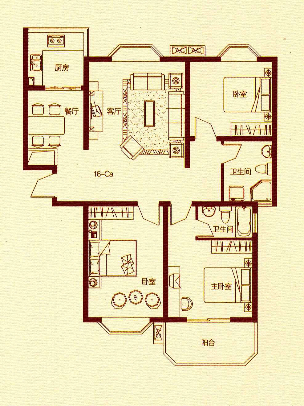 16-Ca户型 3室2厅 131.11㎡
