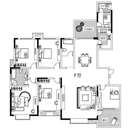F户型 230㎡ 5室2厅