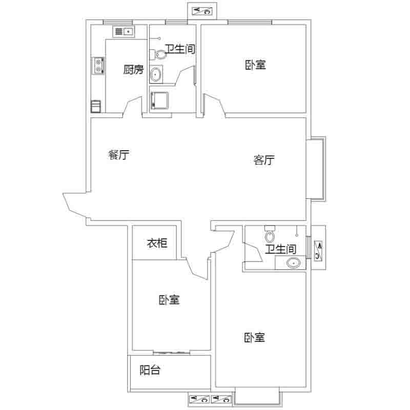 A户型 3室2厅 155㎡