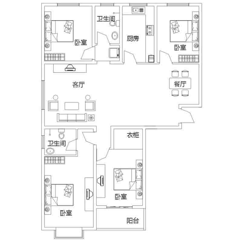 C3户型 3室2厅 171㎡ 