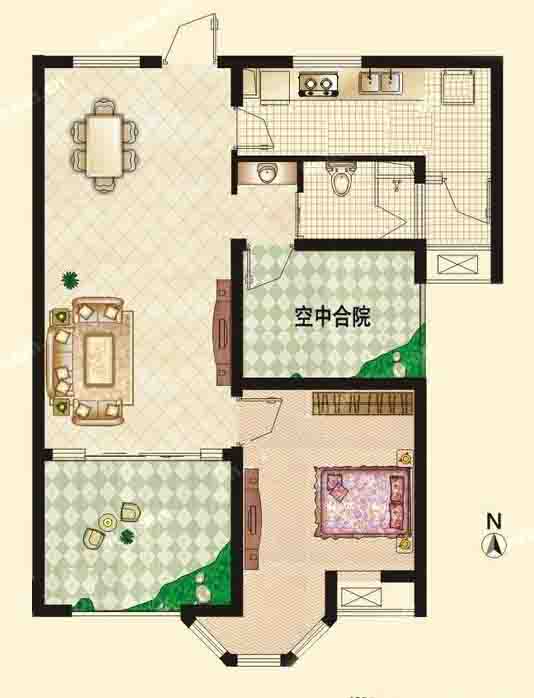 D户型 1室2厅 95.25㎡