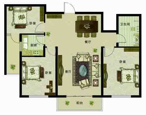 幸福三居3室2厅116㎡