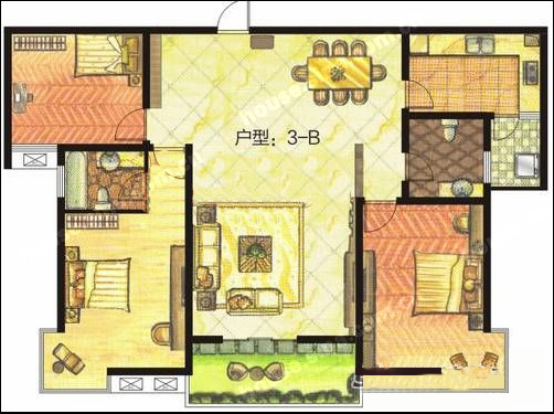 东方明珠 3室2厅2卫1厨1阳台137.04㎡