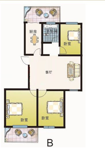 B户型 116㎡ 3室1厅