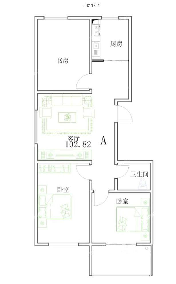 A户型 102.82㎡ 2室1厅