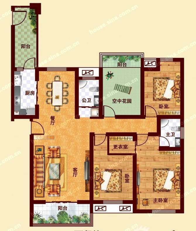 K1户型 四室两厅两卫 164-173㎡